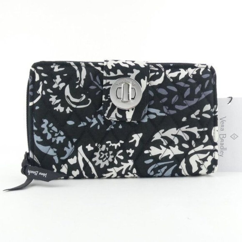 Vera Bradley‎ Paisley Noir RFID Turnlock Wallet NWT